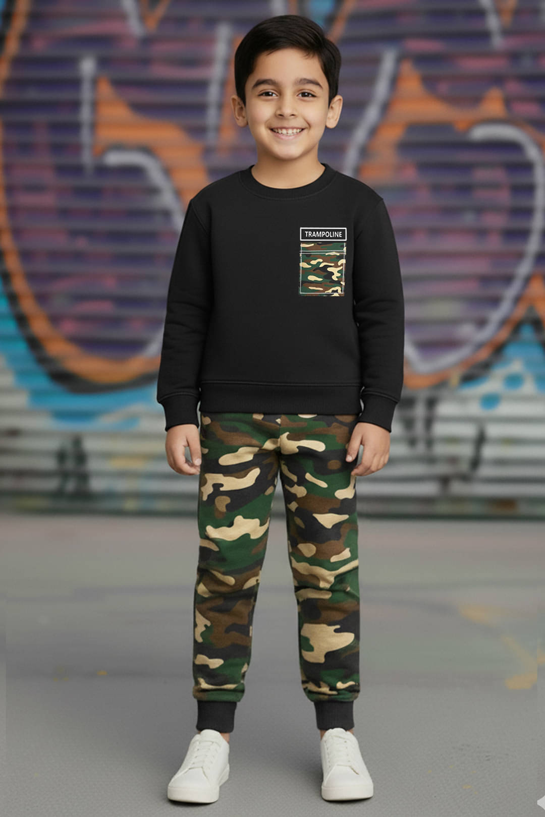 Trampoline Pack of 1 Boys Cotton T-Shirt & Trackpants Set ( Black )     			Trampoline Pack of 1 Boys Cotton T-Shirt & Trackpants Set ( Black )