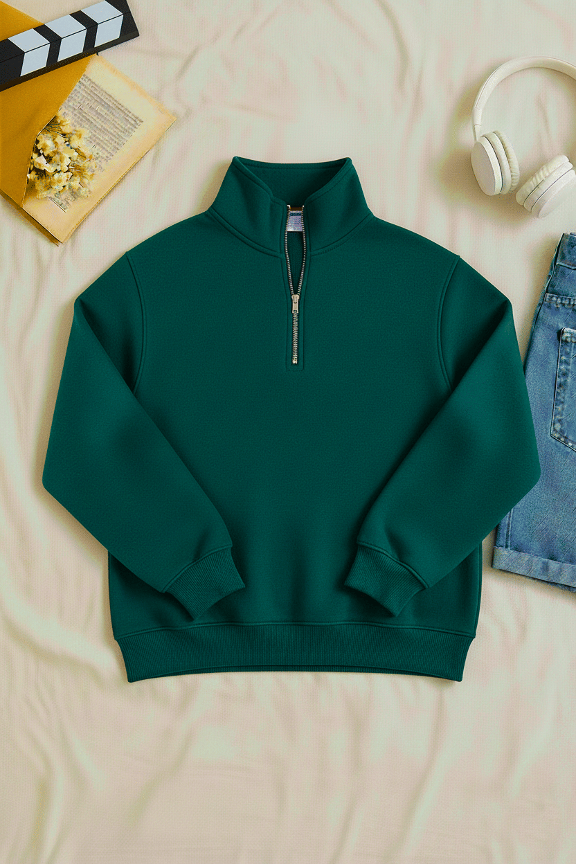     			Try This Cotton Blend High Neck Men's Sweatshirt - Green ( Pack of 1 )