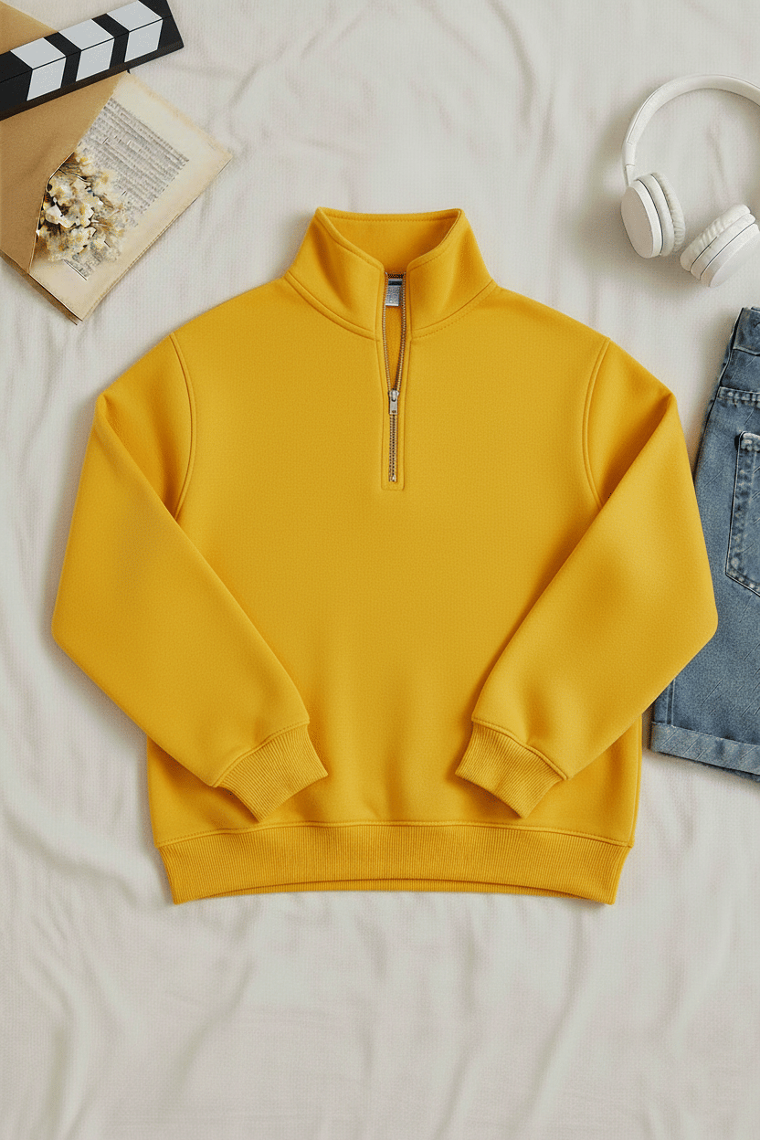     			Try This Cotton Blend High Neck Men's Sweatshirt - Yellow ( Pack of 1 )