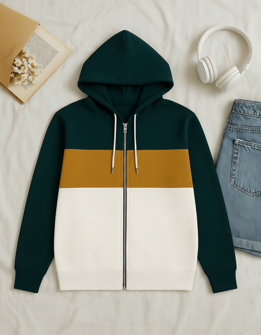     			Try This Cotton Blend Hooded Men's Sweatshirt - Green ( Pack of 1 )