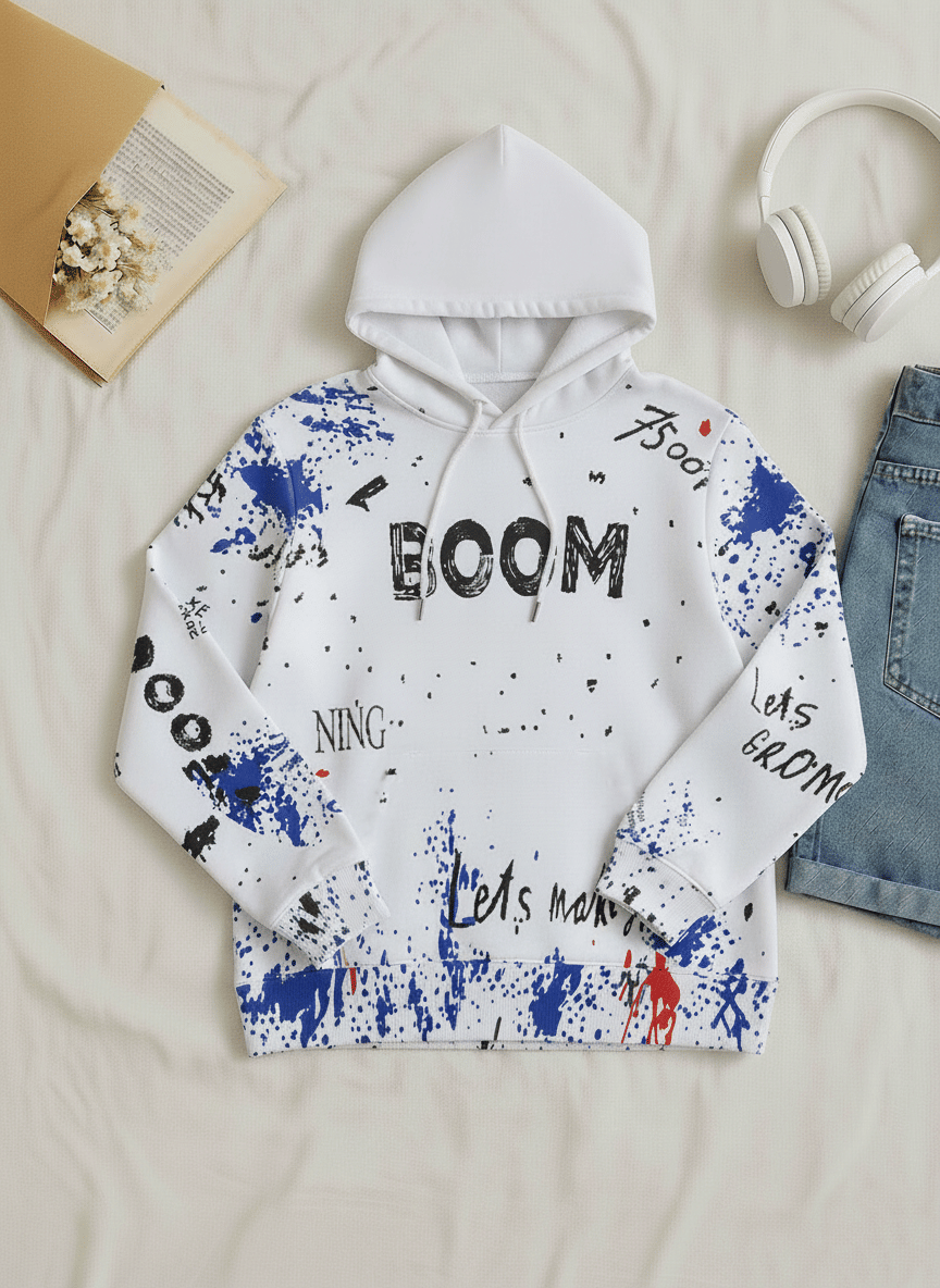 Try This Cotton Blend Hooded Men's Sweatshirt - White ( Pack of 1 )     			Try This Cotton Blend Hooded Men's Sweatshirt - White ( Pack of 1 )