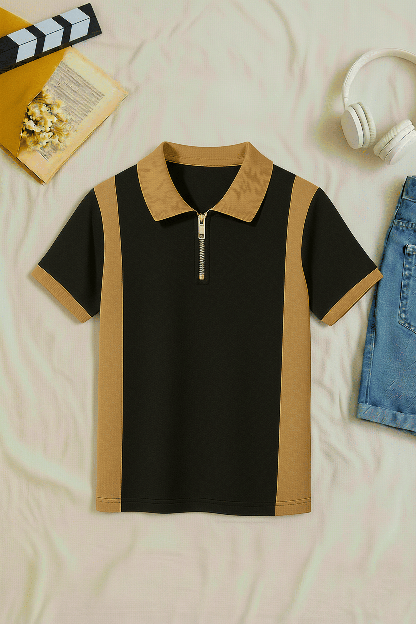 Try This Men Cotton Blend Regular Fit Colorblock Polo T Shirt ( Black )     			Try This Men Cotton Blend Regular Fit Colorblock Polo T Shirt ( Black )
