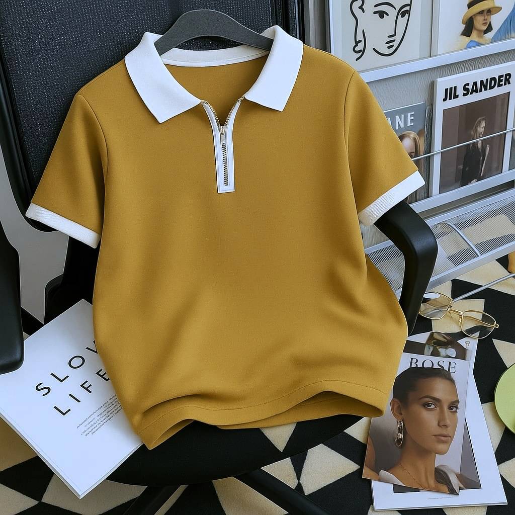 Try This Men Cotton Blend Regular Fit Colorblock Polo T Shirt ( Brown )     			Try This Men Cotton Blend Regular Fit Colorblock Polo T Shirt ( Brown )