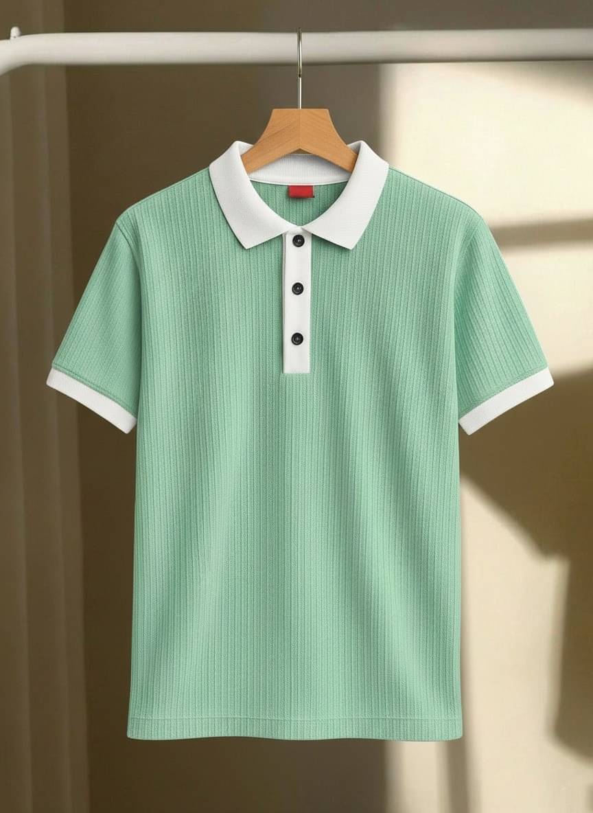 Try This Men Cotton Blend Regular Fit Colorblock Polo T Shirt ( Sea Green )     			Try This Men Cotton Blend Regular Fit Colorblock Polo T Shirt ( Sea Green )