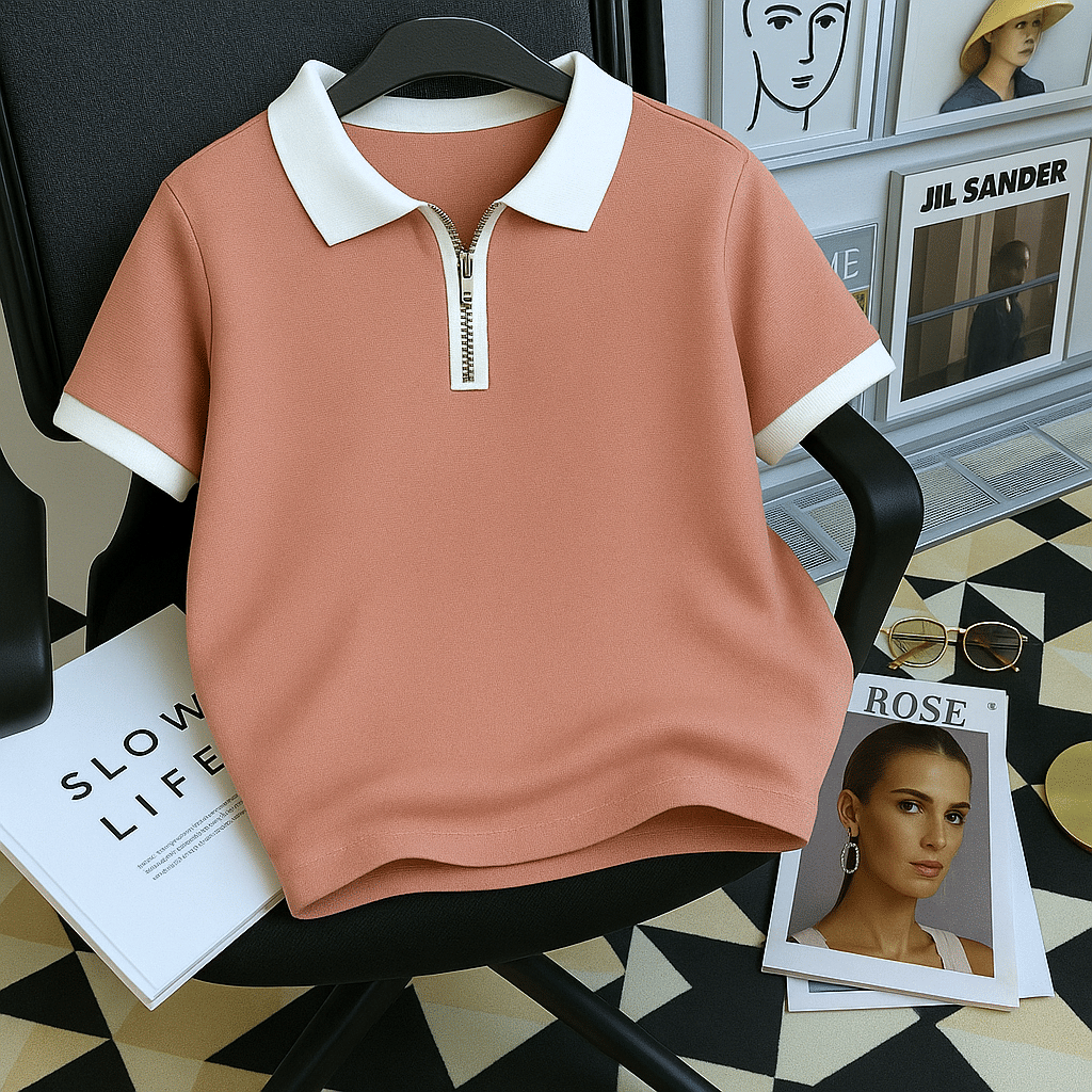 Try This Men Cotton Blend Regular Fit Colorblock Polo T Shirt ( Pink )     			Try This Men Cotton Blend Regular Fit Colorblock Polo T Shirt ( Pink )