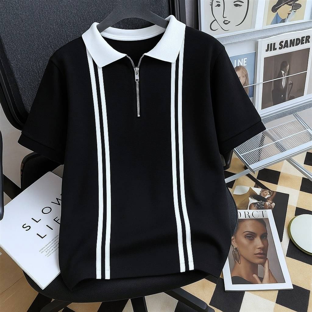Try This Men Cotton Blend Regular Fit Printed Polo T Shirt ( Black ) Try This Men Cotton Blend Regular Fit Printed Polo T Shirt ( Black )