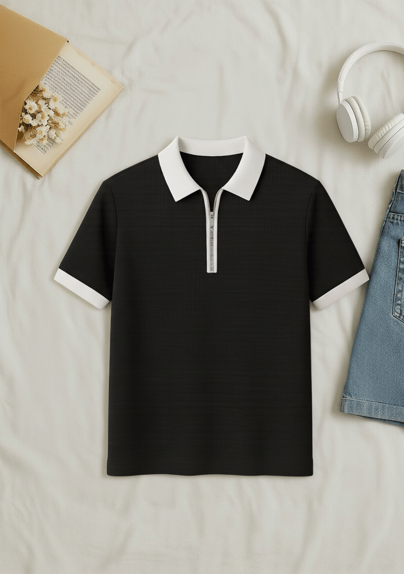 Try This Men Cotton Blend Regular Fit Colorblock Polo T Shirt ( Black ) Try This Men Cotton Blend Regular Fit Colorblock Polo T Shirt ( Black )