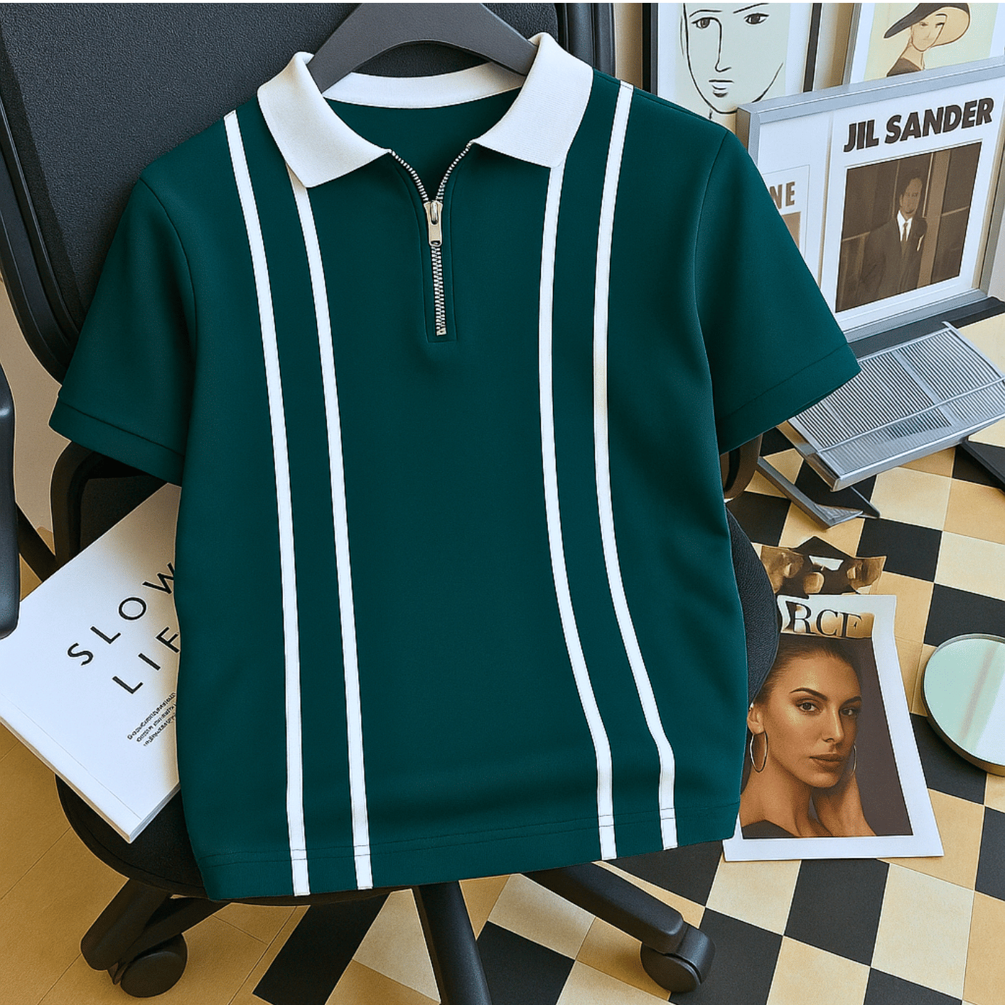 Try This Men Cotton Blend Regular Fit Printed Polo T Shirt ( Green ) Try This Men Cotton Blend Regular Fit Printed Polo T Shirt ( Green )