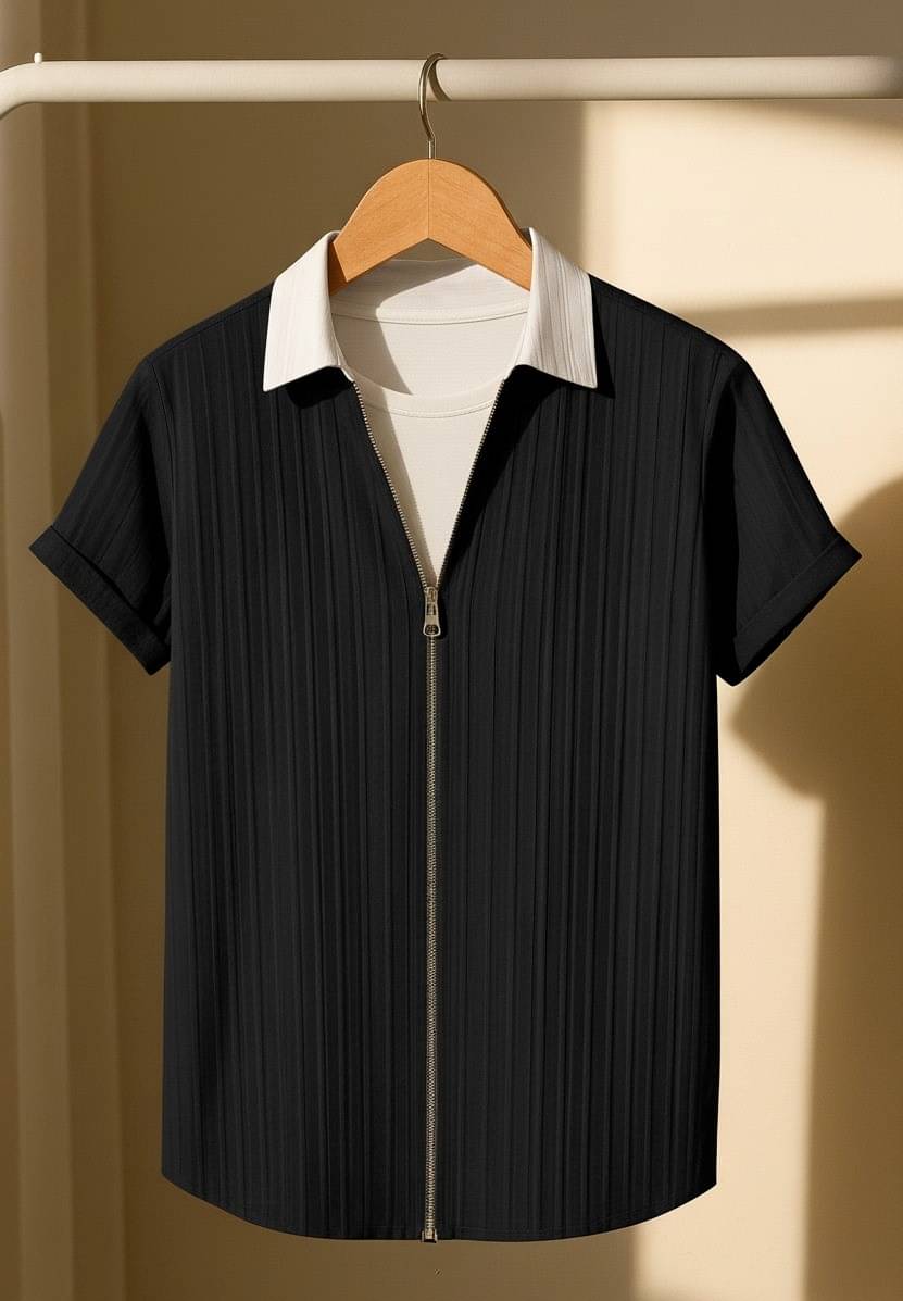 Try This Men Cotton Blend Regular Fit Colorblock Polo T Shirt ( Black )     			Try This Men Cotton Blend Regular Fit Colorblock Polo T Shirt ( Black )