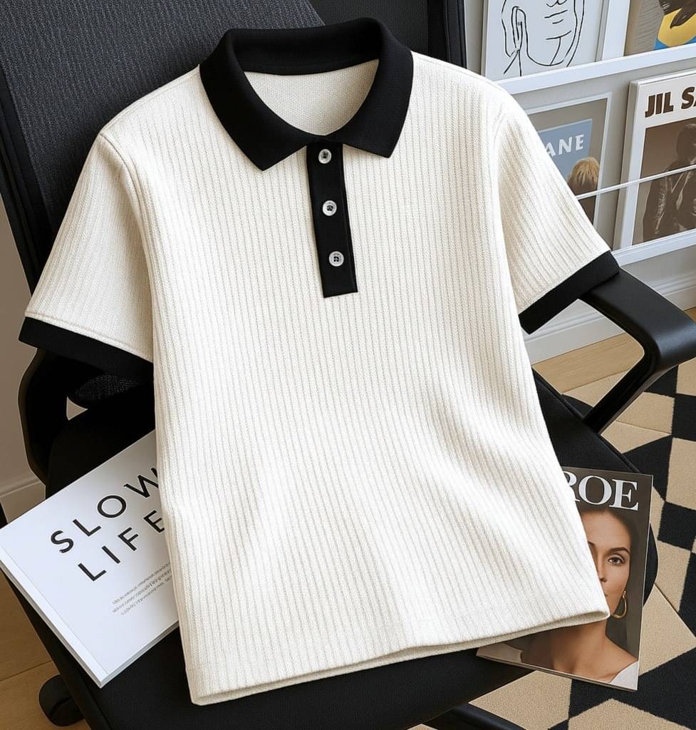     			Try This Men Cotton Blend Regular Fit Colorblock Polo T Shirt ( White )