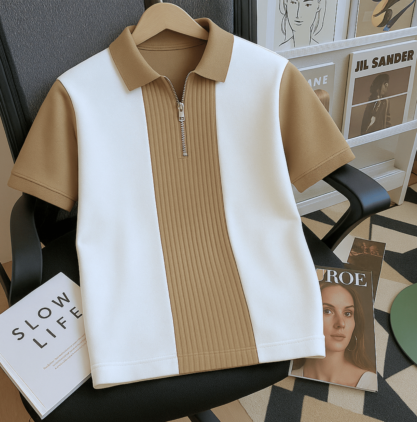 Try This Men Cotton Blend Regular Fit Colorblock Polo T Shirt ( Brown )     			Try This Men Cotton Blend Regular Fit Colorblock Polo T Shirt ( Brown )