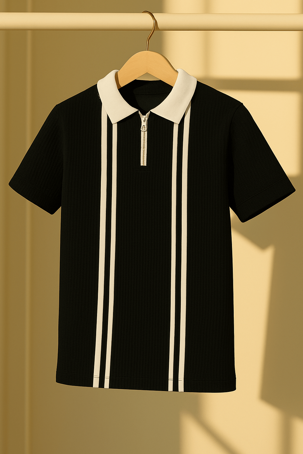     			Try This Men Cotton Blend Regular Fit Colorblock Polo T Shirt ( Black )