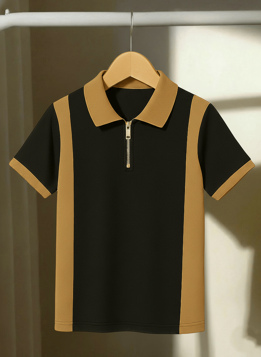 Try This Men Cotton Blend Regular Fit Colorblock Polo T Shirt ( Black )     			Try This Men Cotton Blend Regular Fit Colorblock Polo T Shirt ( Black )