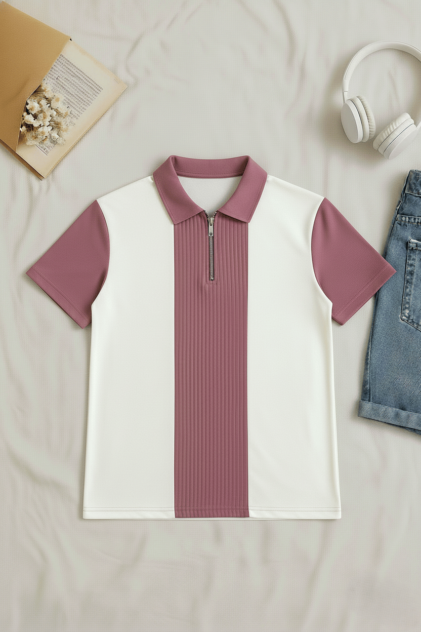 Try This Men Cotton Blend Regular Fit Colorblock Polo T Shirt ( Purple )     			Try This Men Cotton Blend Regular Fit Colorblock Polo T Shirt ( Purple )