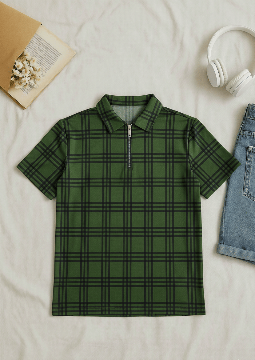 Try This Men Cotton Blend Regular Fit Colorblock Polo T Shirt ( Green )     			Try This Men Cotton Blend Regular Fit Colorblock Polo T Shirt ( Green )