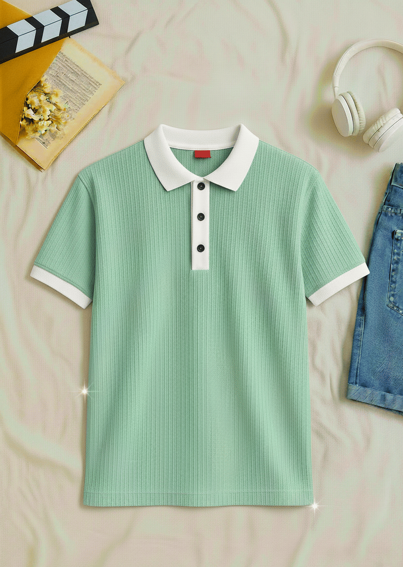 Try This Men Cotton Blend Regular Fit Colorblock Polo T Shirt ( Sea Green )     			Try This Men Cotton Blend Regular Fit Colorblock Polo T Shirt ( Sea Green )