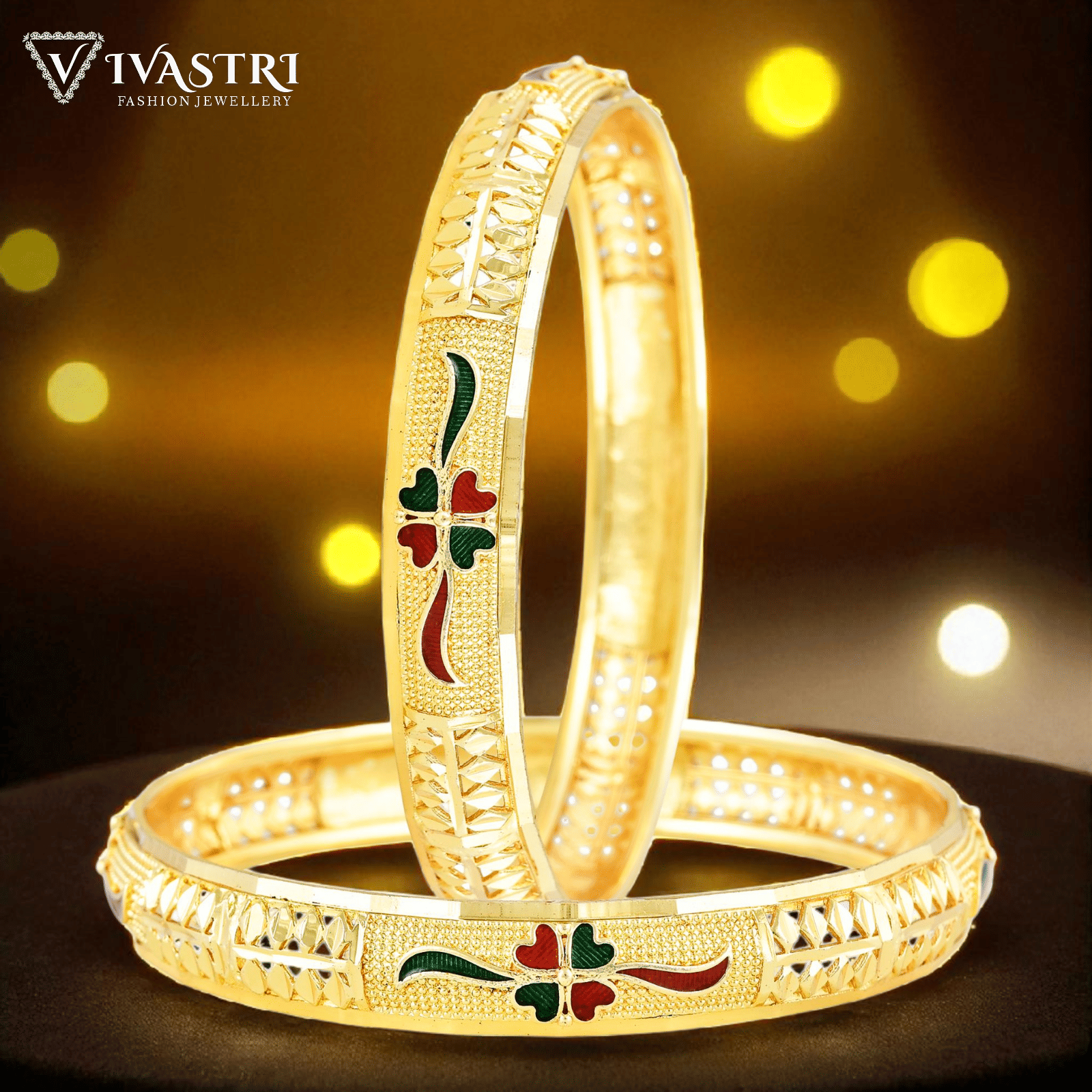 VIVASTRI Gold Bangle Set ( Pack of 2 )     			VIVASTRI Gold Bangle Set ( Pack of 2 )