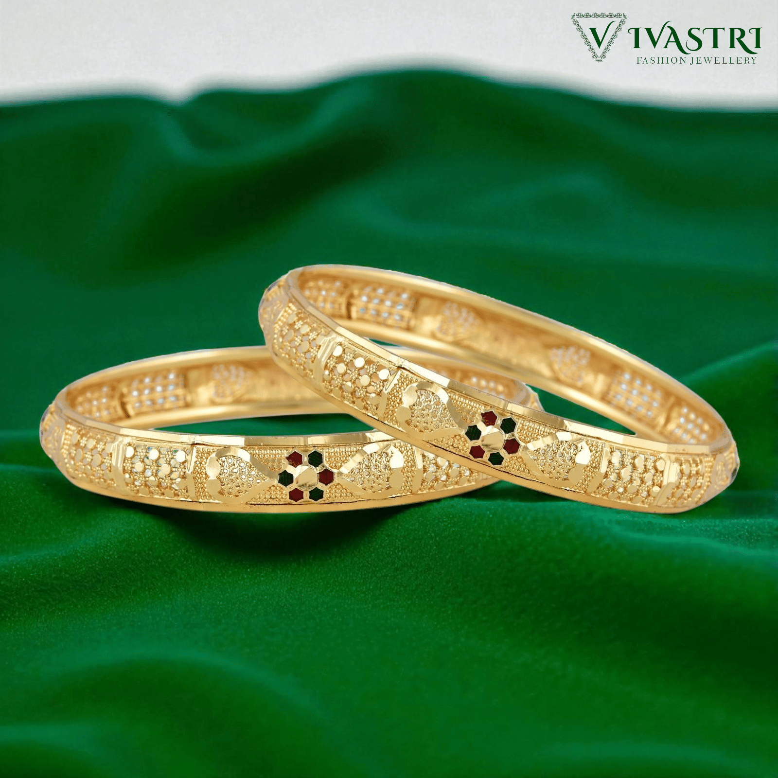 VIVASTRI Gold Bangle Set ( Pack of 2 ) VIVASTRI Gold Bangle Set ( Pack of 2 )