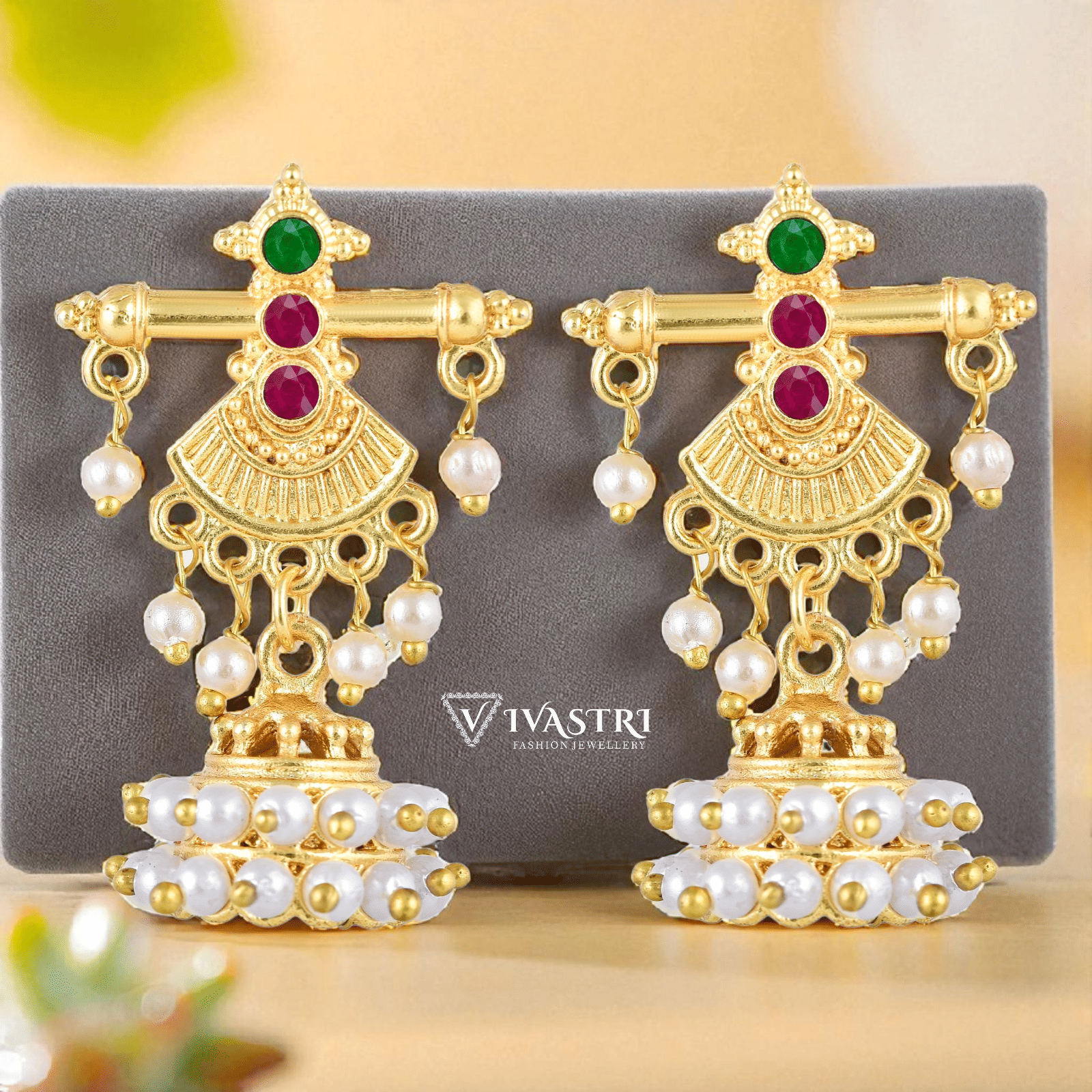     			VIVASTRI Golden Drop Earrings ( Pack of 1 )