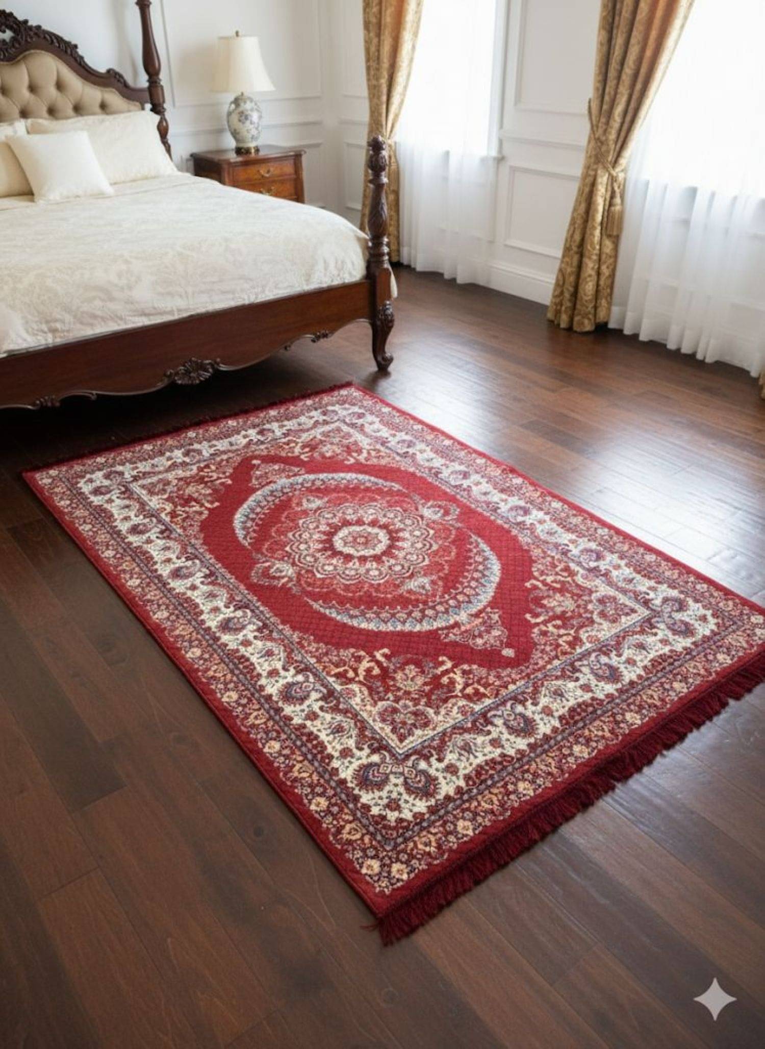     			Valtellina Red Chenille Carpet Traditional 5x7 Ft