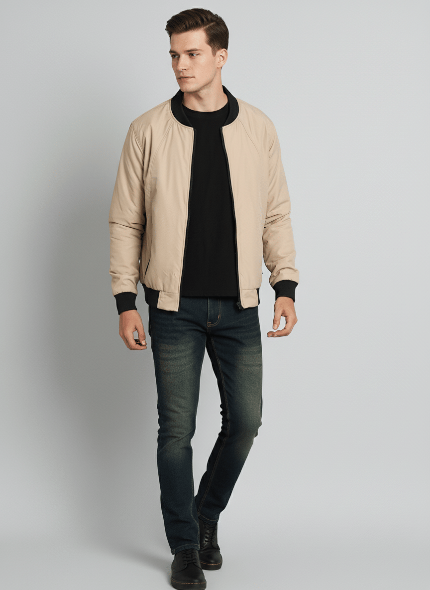Wearone Polyester Men's Puffer Jacket - Beige ( Pack of 1 )     			Wearone Polyester Men's Puffer Jacket - Beige ( Pack of 1 )