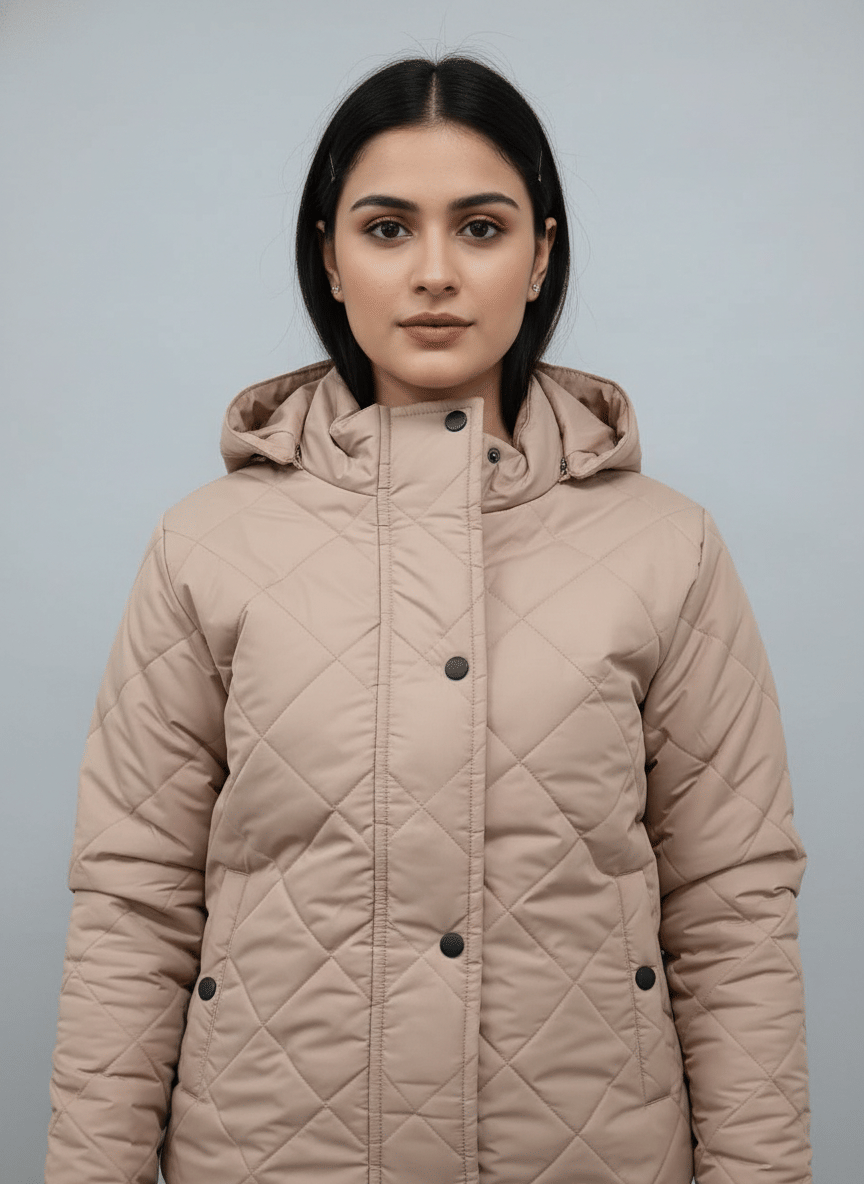     			Wearone Women High Neck Bomber Jacket ( Beige )