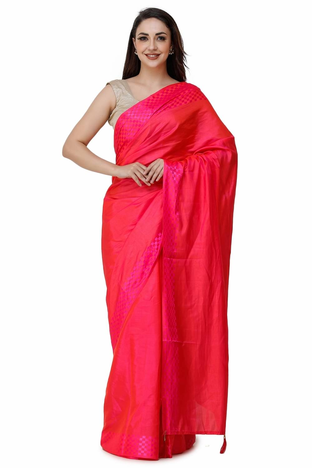clafoutis Silk Solid Regular Saree Without Blouse Piece ( Pink )     			clafoutis Silk Solid Regular Saree Without Blouse Piece ( Pink )