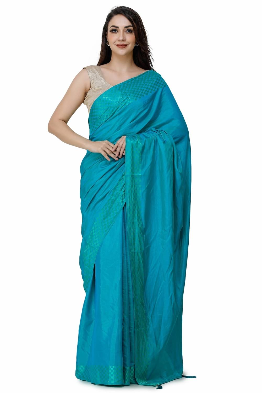 clafoutis Silk Solid Regular Saree Without Blouse Piece ( Sky Blue ) clafoutis Silk Solid Regular Saree Without Blouse Piece ( Sky Blue )