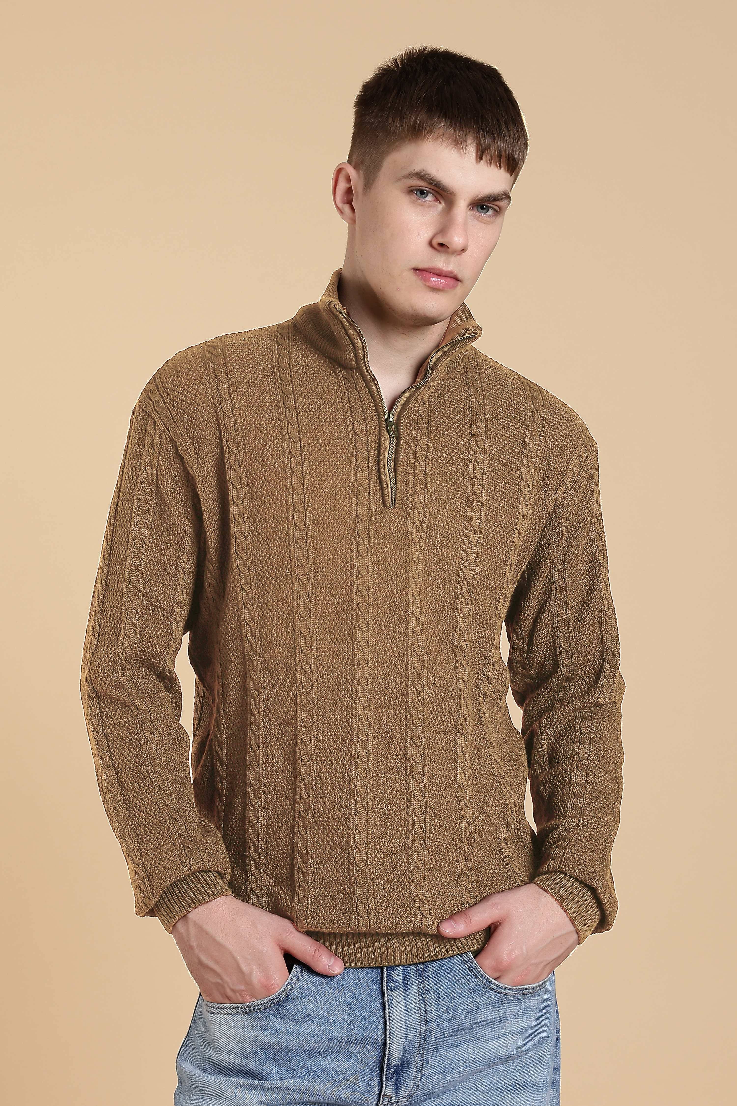     			fashlook Woollen V-Neck Men's Full Sleeves Pullover Sweater - Beige ( Pack of 1 )