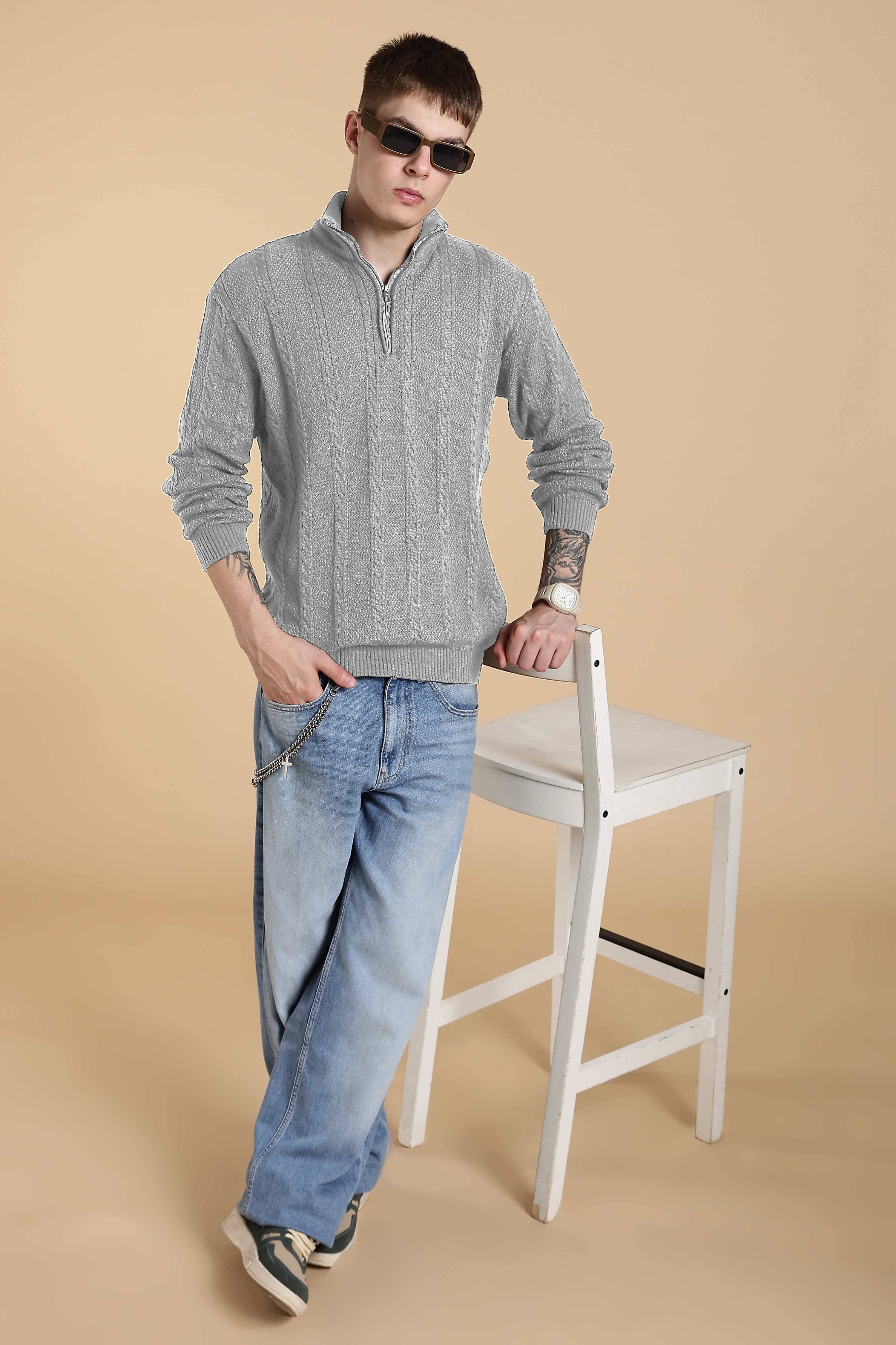 freaks Woollen V-Neck Men's Full Sleeves Pullover Sweater - Grey ( Pack of 1 )     			freaks Woollen V-Neck Men's Full Sleeves Pullover Sweater - Grey ( Pack of 1 )