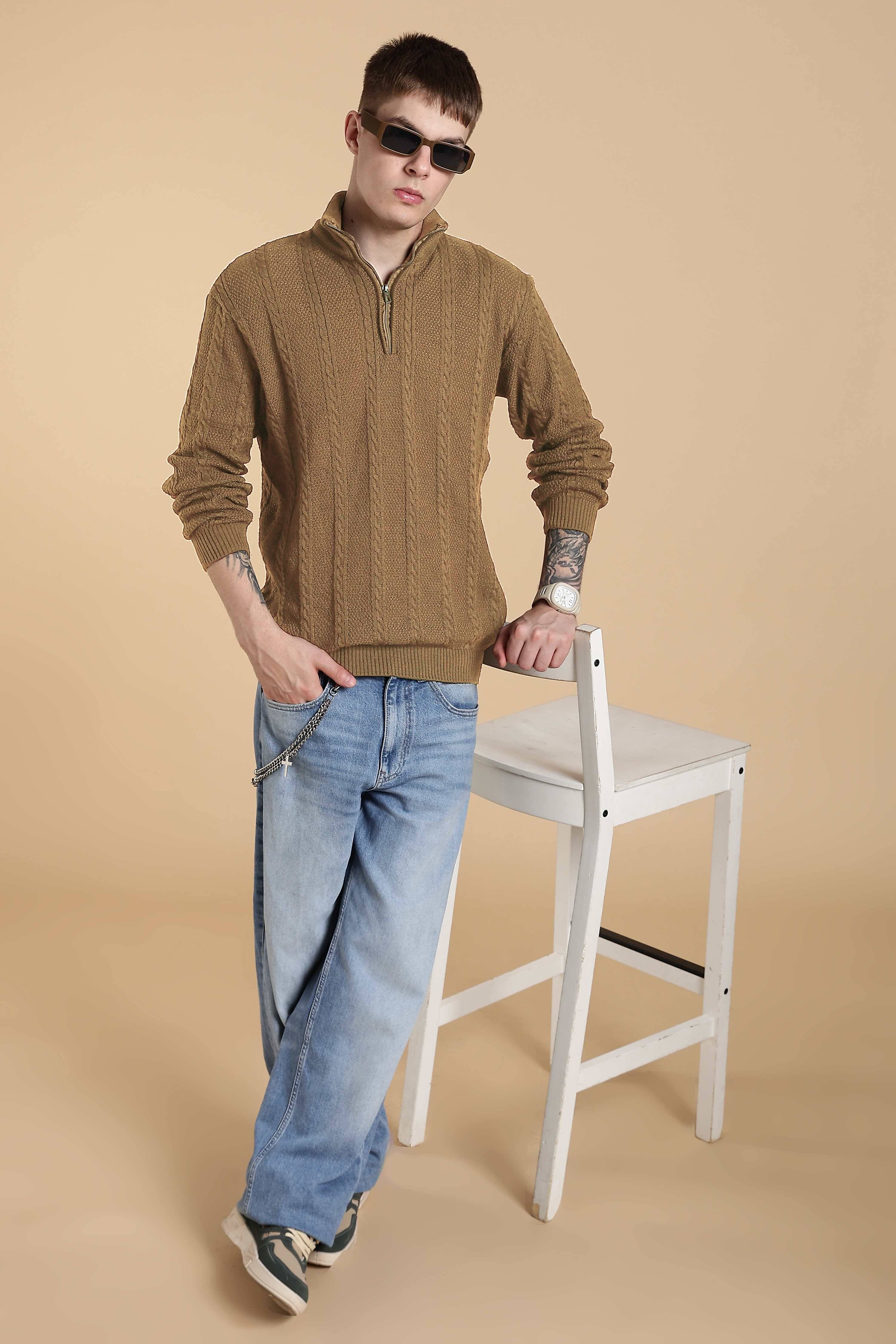 nikline Woollen V-Neck Men's Full Sleeves Pullover Sweater - Beige ( Pack of 1 )     			nikline Woollen V-Neck Men's Full Sleeves Pullover Sweater - Beige ( Pack of 1 )