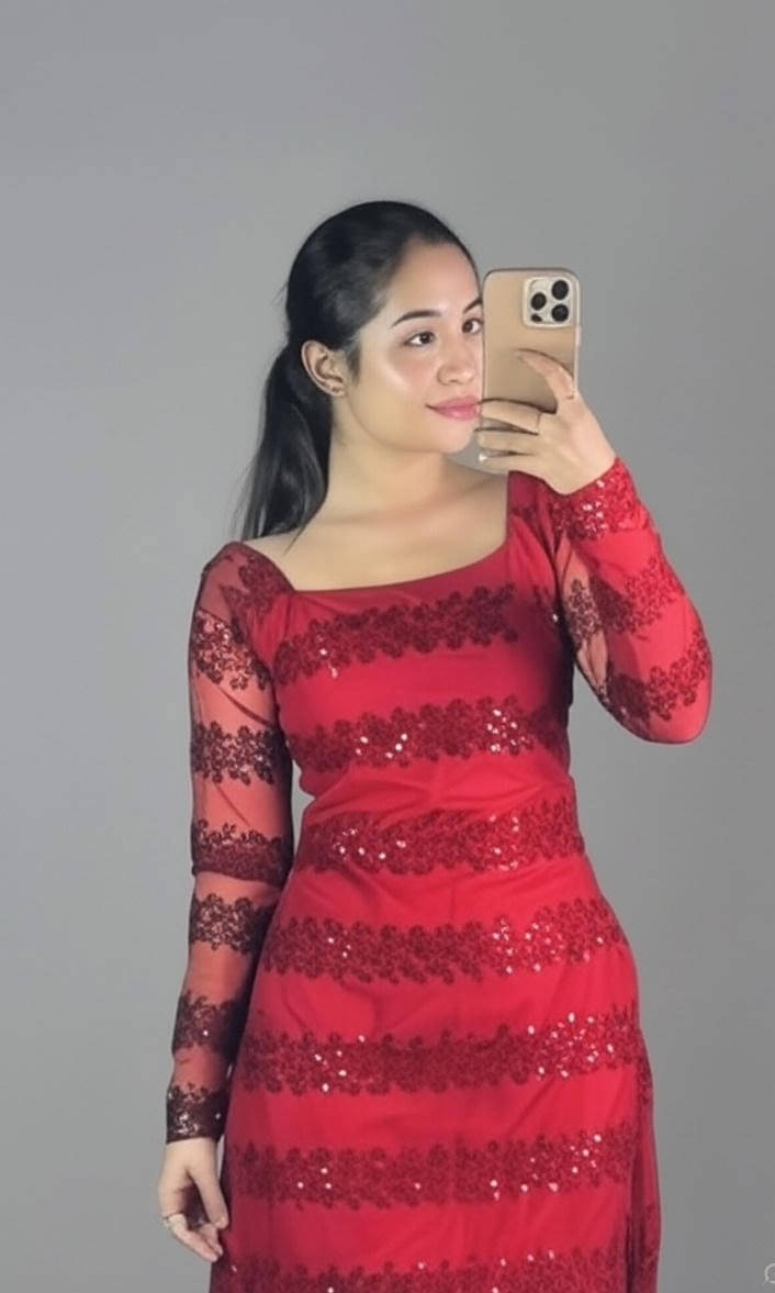     			vivbut Women Net Embroidered Straight Kurti ( Red )