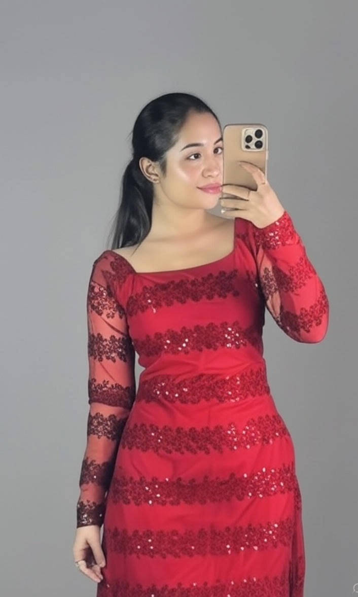     			vivbut Women Net Embroidered Straight Kurti ( Red )