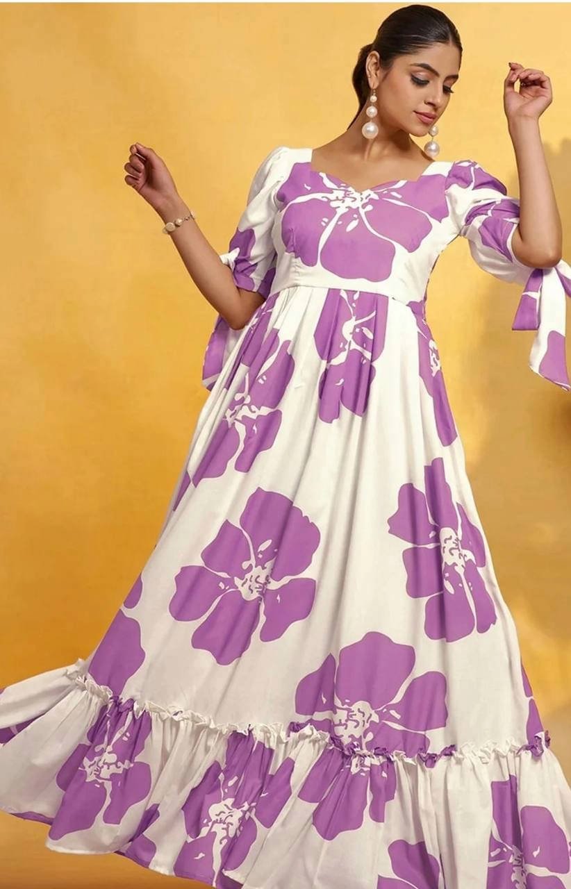 vivbut Women Rayon Anarkali Stitched Ethnic Gown ( Lavender )     			vivbut Women Rayon Anarkali Stitched Ethnic Gown ( Lavender )