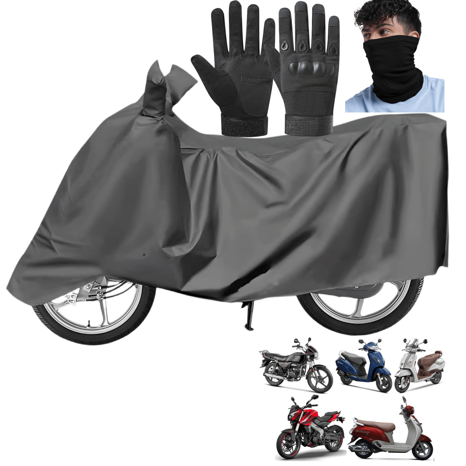     			AKSMIT Bike Body Cover for All Brands All Bike Models ( Pack of 3 ) , Black