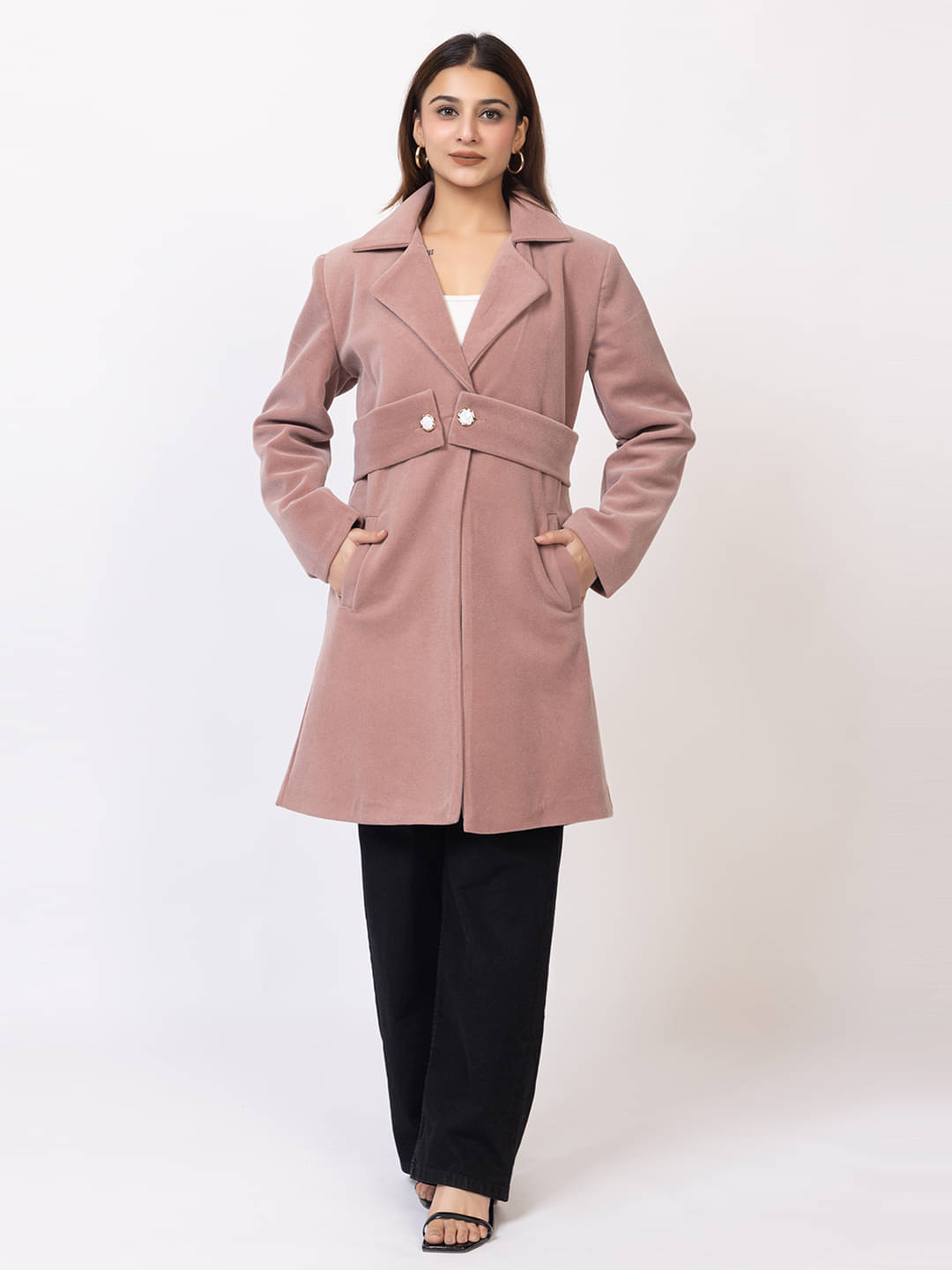     			BUFFARO Women Acrylic Coat ( Peach )