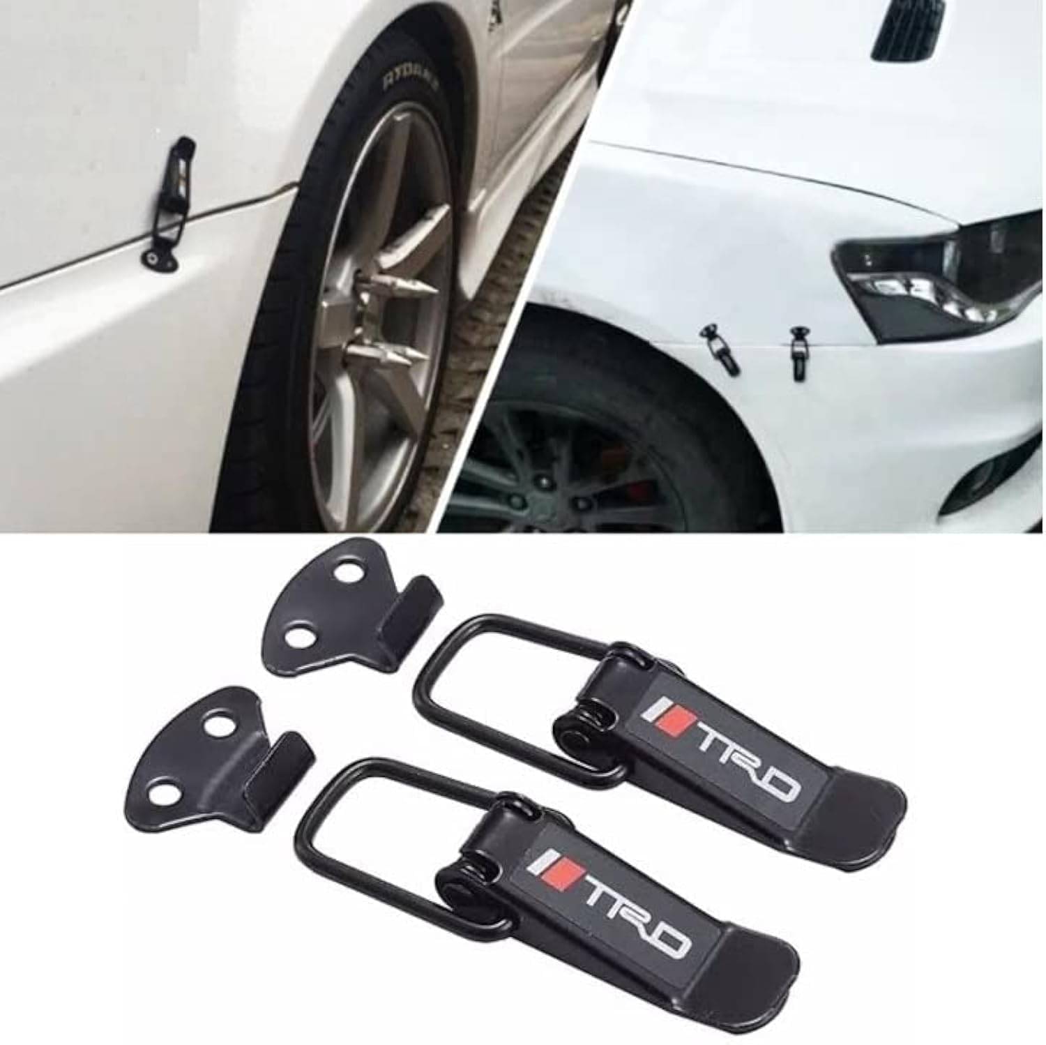     			Bumper Clip Security Hook Lock – Quick Release Fasteners & Toggle Catch Clips – Universal Side Bumper Guard Compatible with All Cars – Big Boot Bonnet Lock Set (2 Pieces)