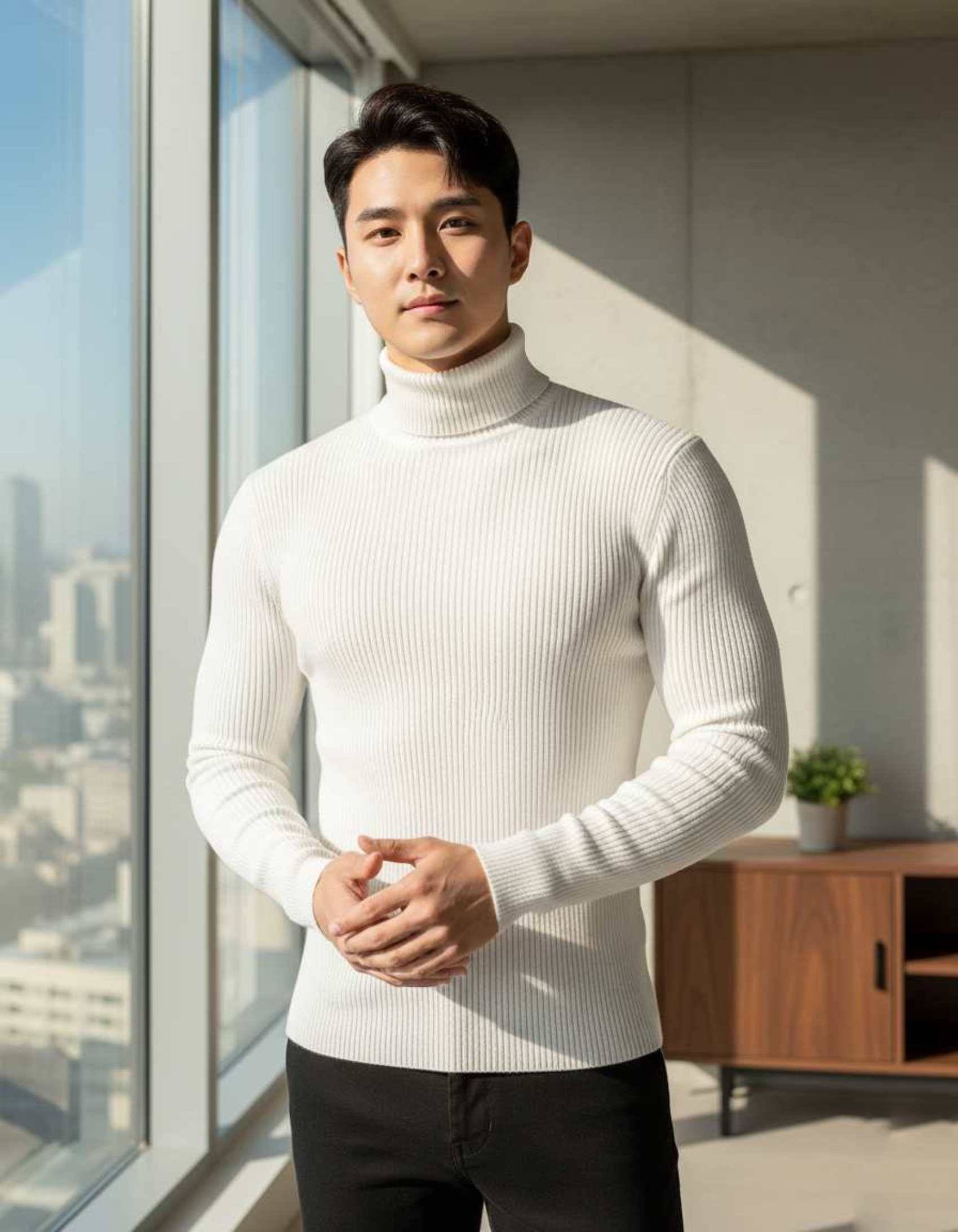 CAT BUNNY Woollen High Neck Men's Full Sleeves Pullover Sweater - White ( Pack of 1 )     			CAT BUNNY Woollen High Neck Men's Full Sleeves Pullover Sweater - White ( Pack of 1 )