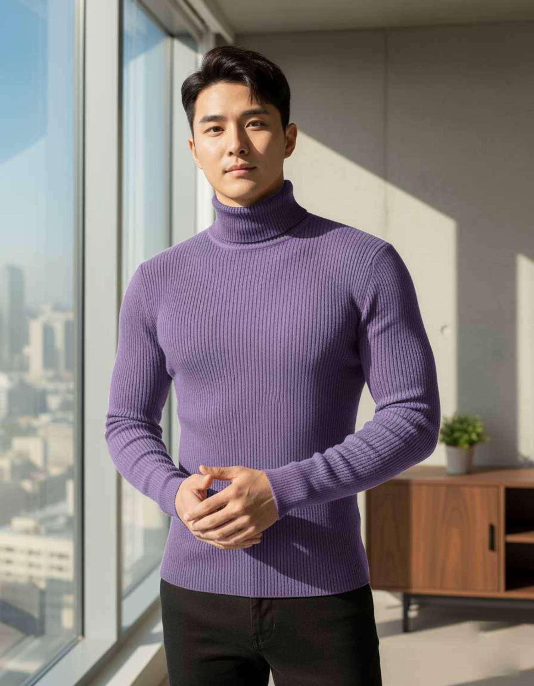 CAT BUNNY Woollen High Neck Men's Full Sleeves Pullover Sweater - Purple ( Pack of 1 )     			CAT BUNNY Woollen High Neck Men's Full Sleeves Pullover Sweater - Purple ( Pack of 1 )