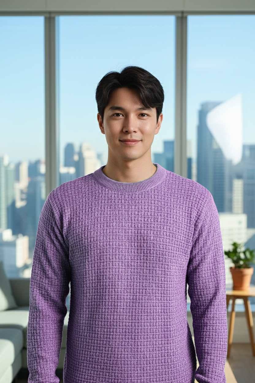 CAT BUNNY Woollen Round Neck Men's Full Sleeves Pullover Sweater - Purple ( Pack of 1 )     			CAT BUNNY Woollen Round Neck Men's Full Sleeves Pullover Sweater - Purple ( Pack of 1 )