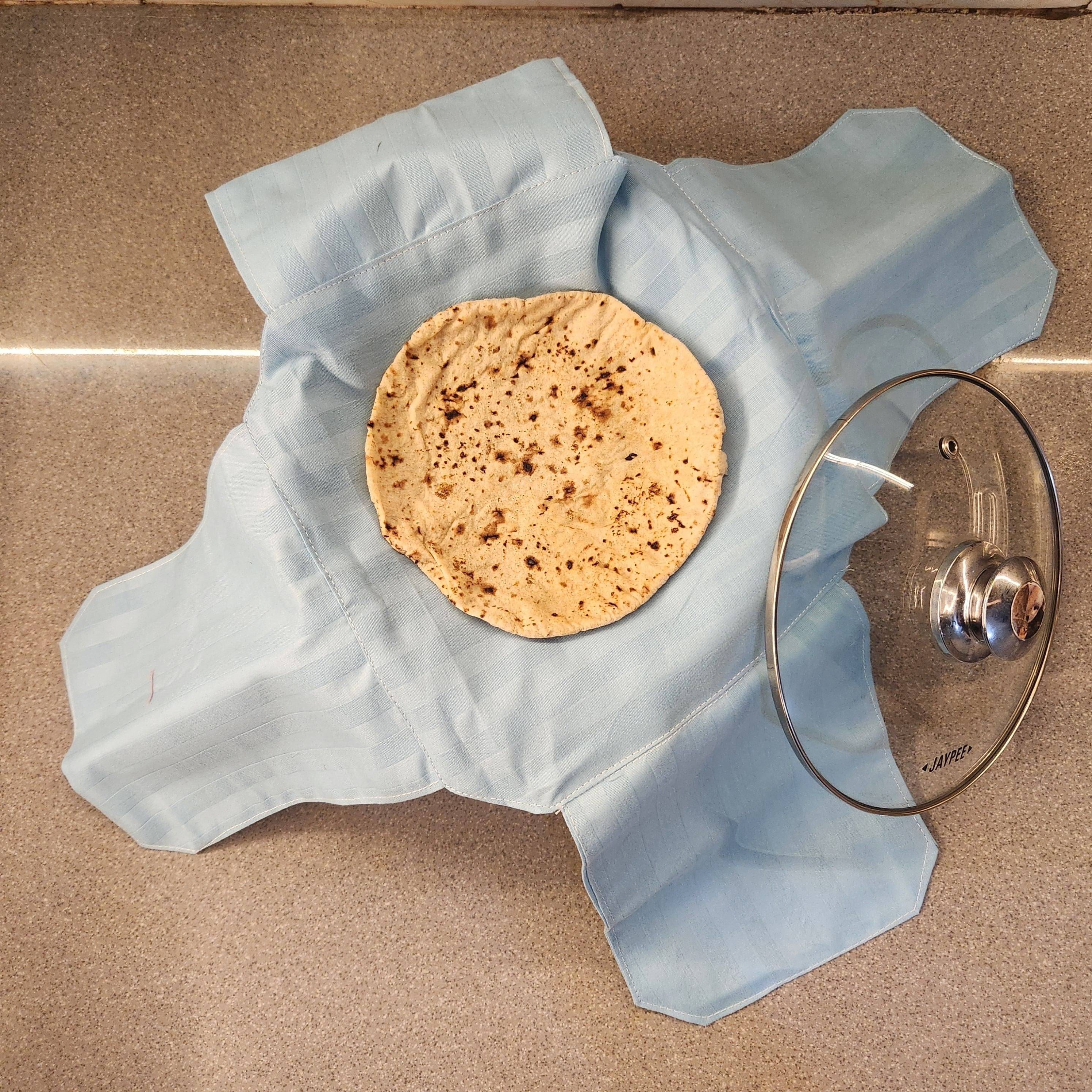     			Check Pattern Cotton Roti Cloth for Hotpot | Multipurpose Chapati Cover Striped Roti Square Disk Cover (Light Blue, 1)