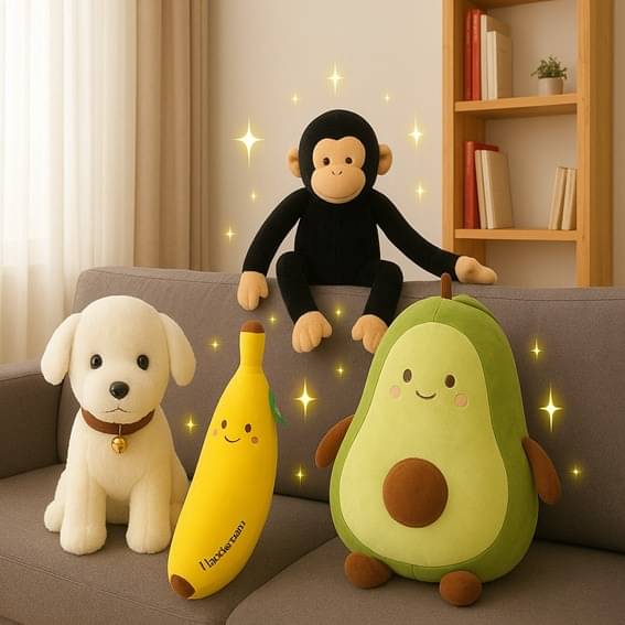     			Combo of 4 – Super Soft Plush Set for Kids & Babies/Home Decor - 35 cm (Multicolor, Yellow, Black)