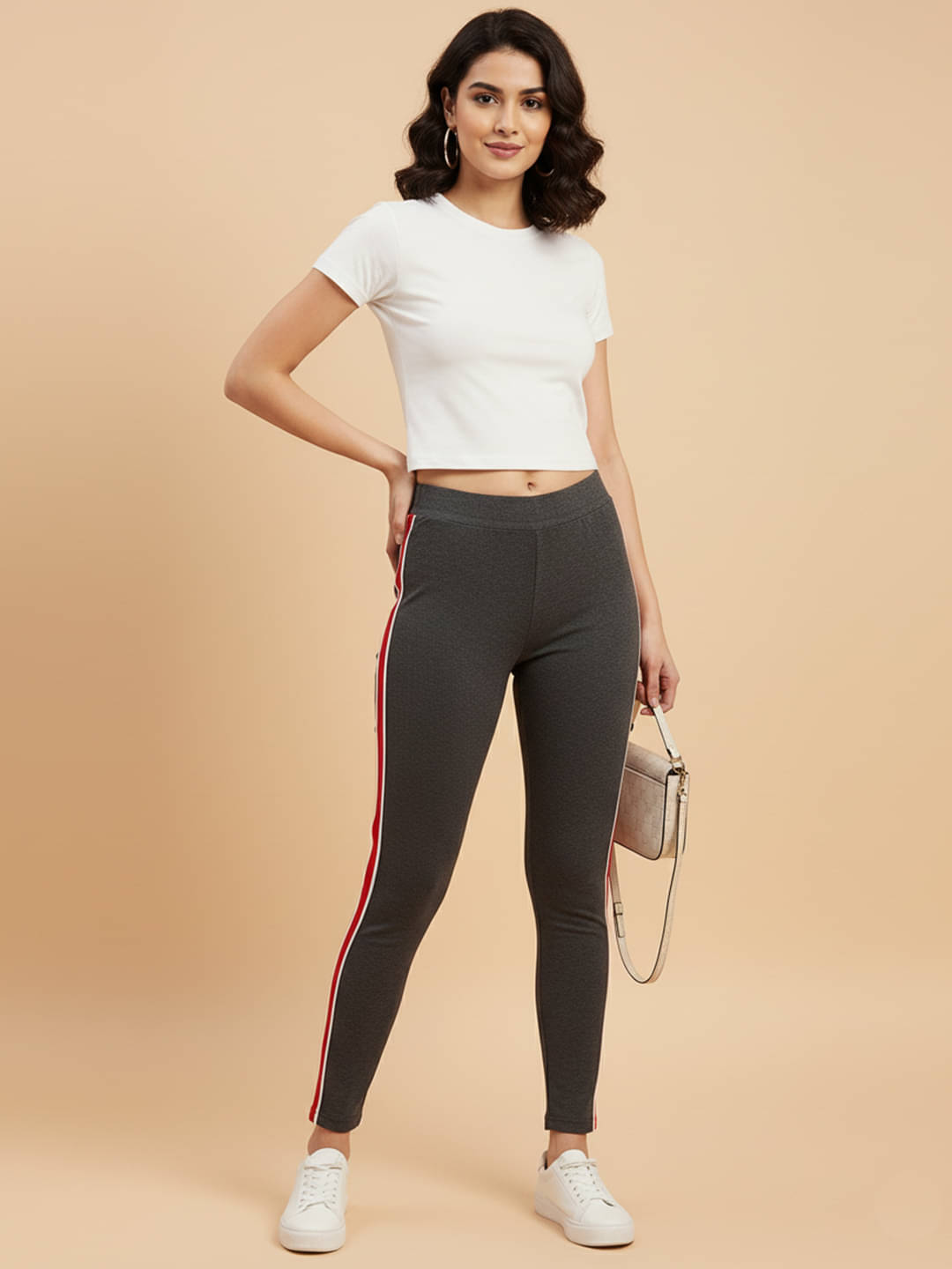     			DE TRENDZ Women Cotton Blend Slim Fit Jegging ( Grey )