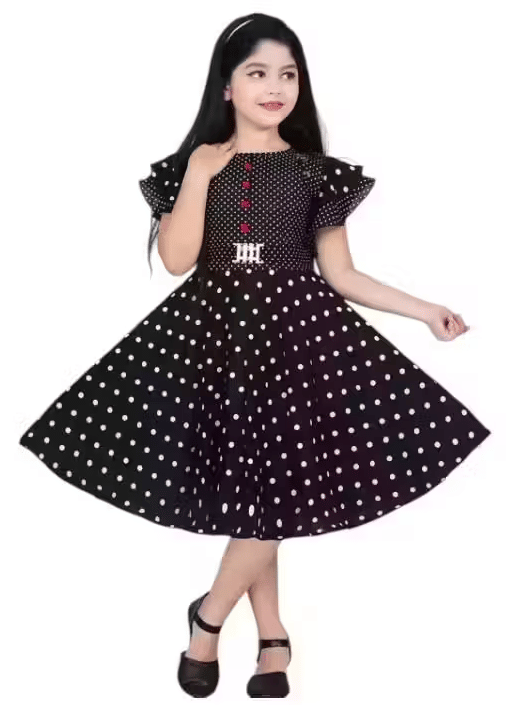 DS DRESSES Cotton Blend Frock For Girls ( Pack of 1 , Black )     			DS DRESSES Cotton Blend Frock For Girls ( Pack of 1 , Black )