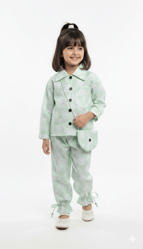 DS DRESSES Pack of 1 Girls Cotton Blend Shirt & Pant ( Green )     			DS DRESSES Pack of 1 Girls Cotton Blend Shirt & Pant ( Green )