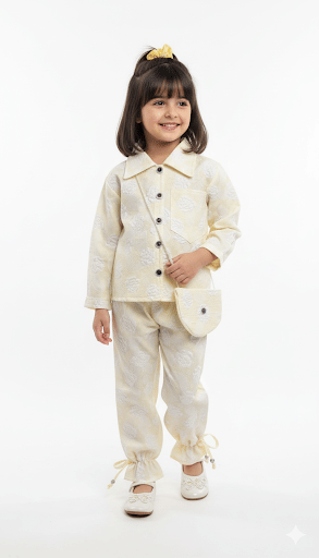 DS DRESSES Pack of 1 Girls Cotton Blend Shirt & Pant ( Light Yellow )     			DS DRESSES Pack of 1 Girls Cotton Blend Shirt & Pant ( Light Yellow )