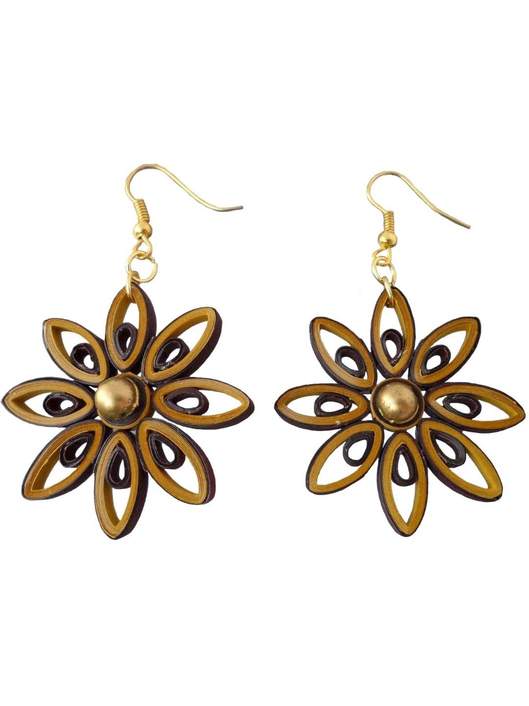     			Designer's Collection Golden Drop Earrings ( Pack of 1 )