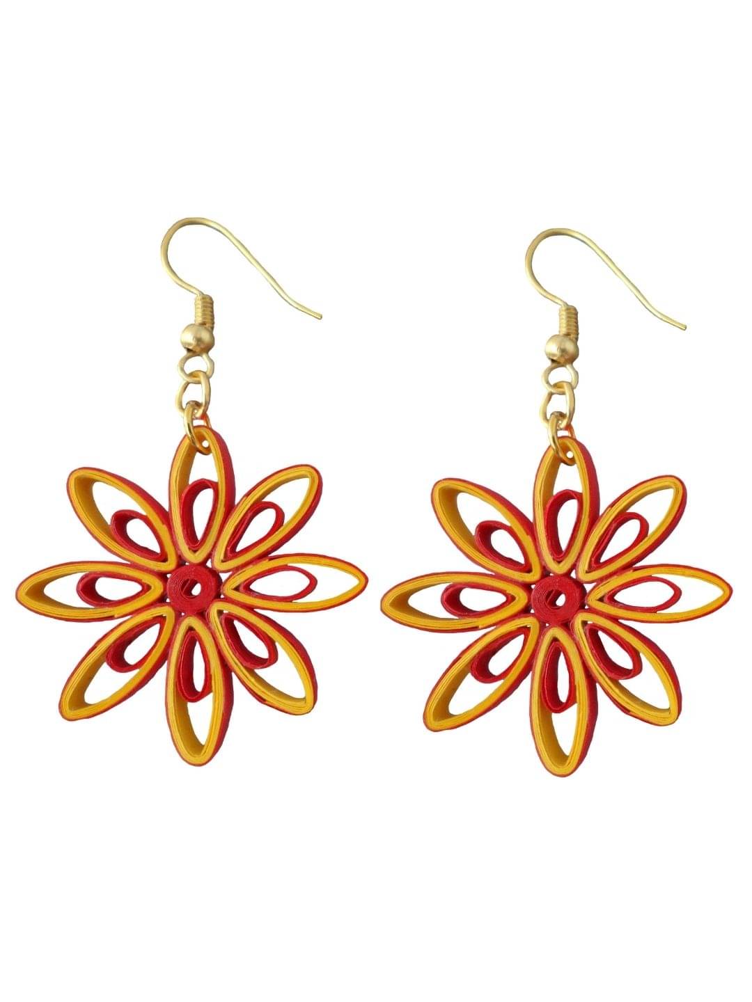     			Designer's Collection Red Drop Earrings ( Pack of 1 )