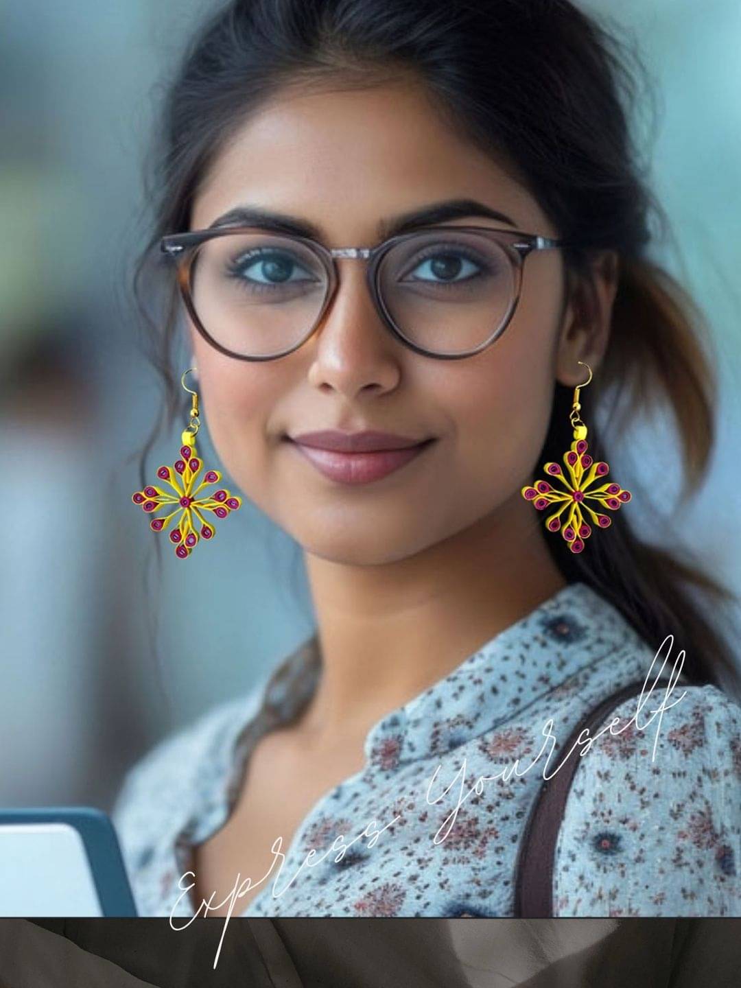     			Designer's Collection Yellow Drop Earrings ( Pack of 1 )