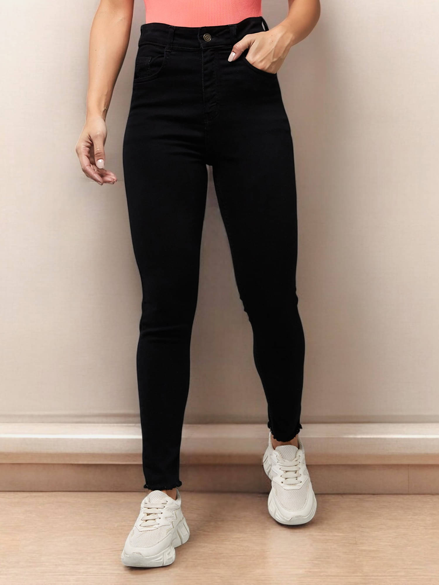     			Dolce Crudo Women's Skinny Fit High-Rise Jeans ( Black )